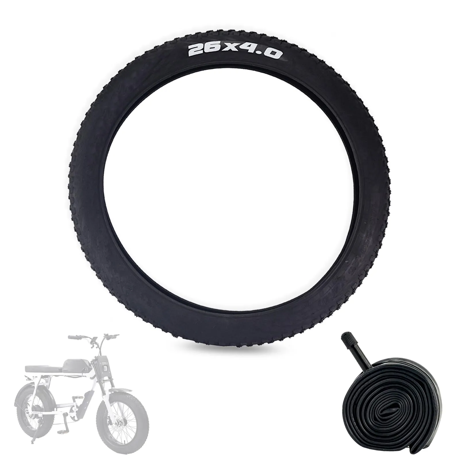 Bike Fat Tire Set 24x4.0/26x4.0 Inch Heavy Duty Puncture Proof Tires for Mountain Snow Electric Bikes