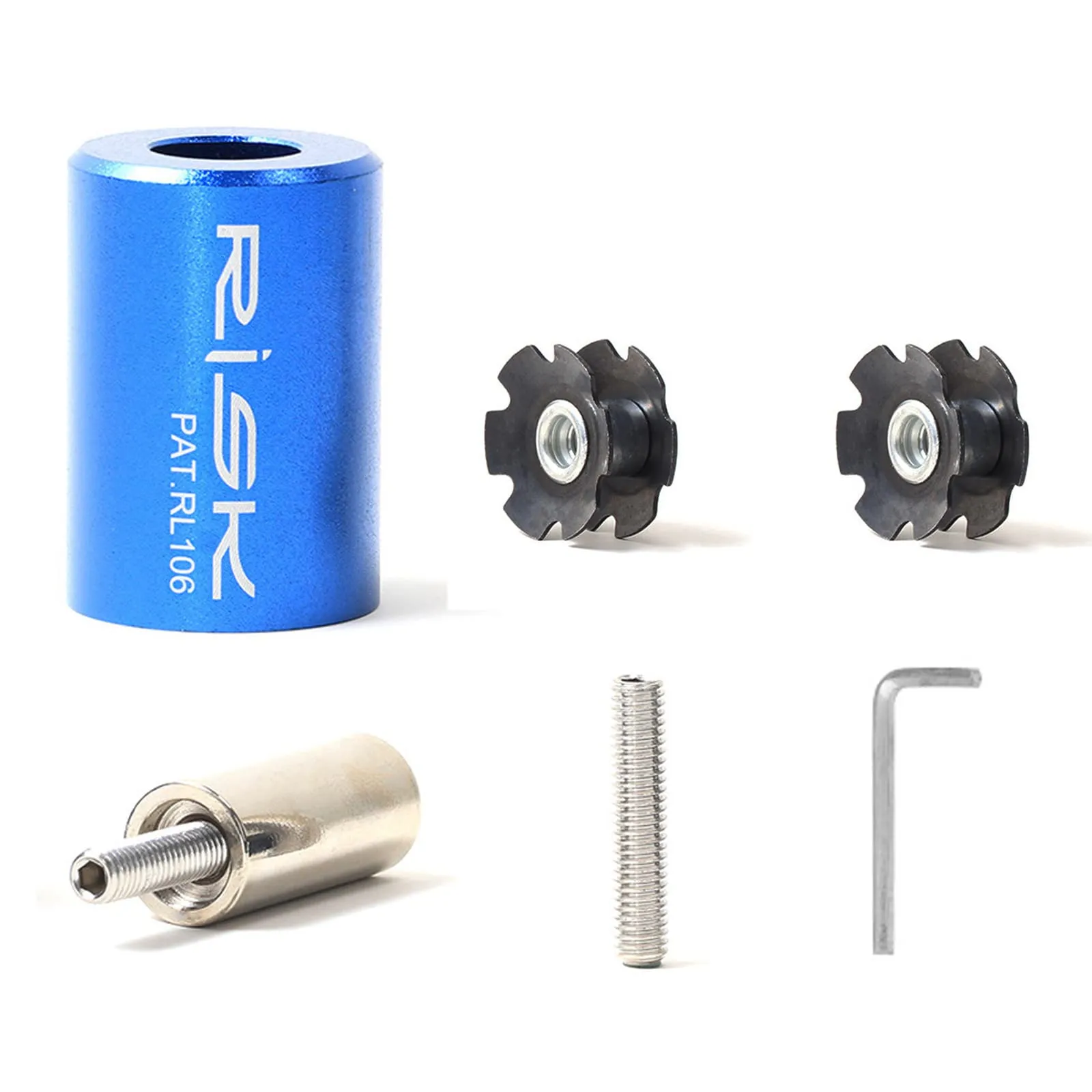 Bike Fork Star Nut Setting Tool with 2 Star Nuts & 6-Hex Wrench for 1-1/8' Bicycle Forks