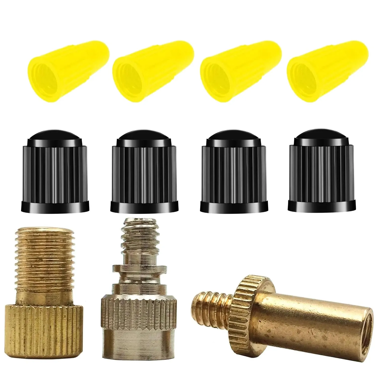Bike Inflate Valve Conversion Adapter Set - Convert Presta to Schrader & More (11 Pack)
