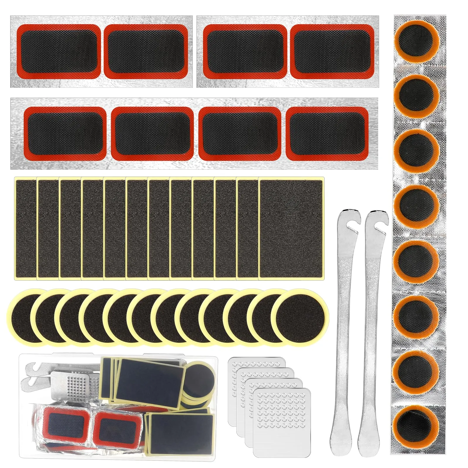 Bike Inner Tire Patch Repair Kit - 46 PCS Vulcanizing Patches with Portable Storage Box