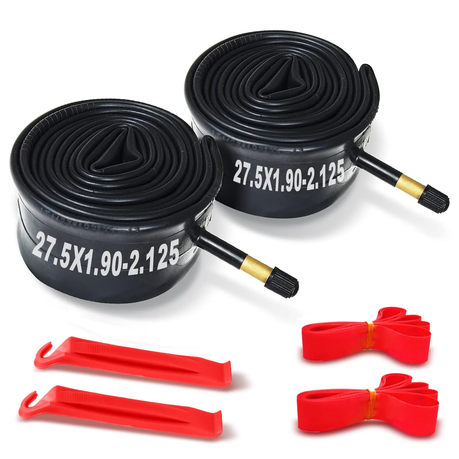 Bike Inner Tube 27.5' with Rim Strip - American Valve/Schrader 48MM for Mountain Bikes - 2 Pack