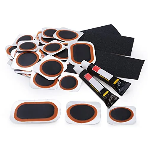 Bike Inner Tube Patch Kit with 30PCS Puncture Repair Tools, Portable Storage Box for Cycling & ATVs