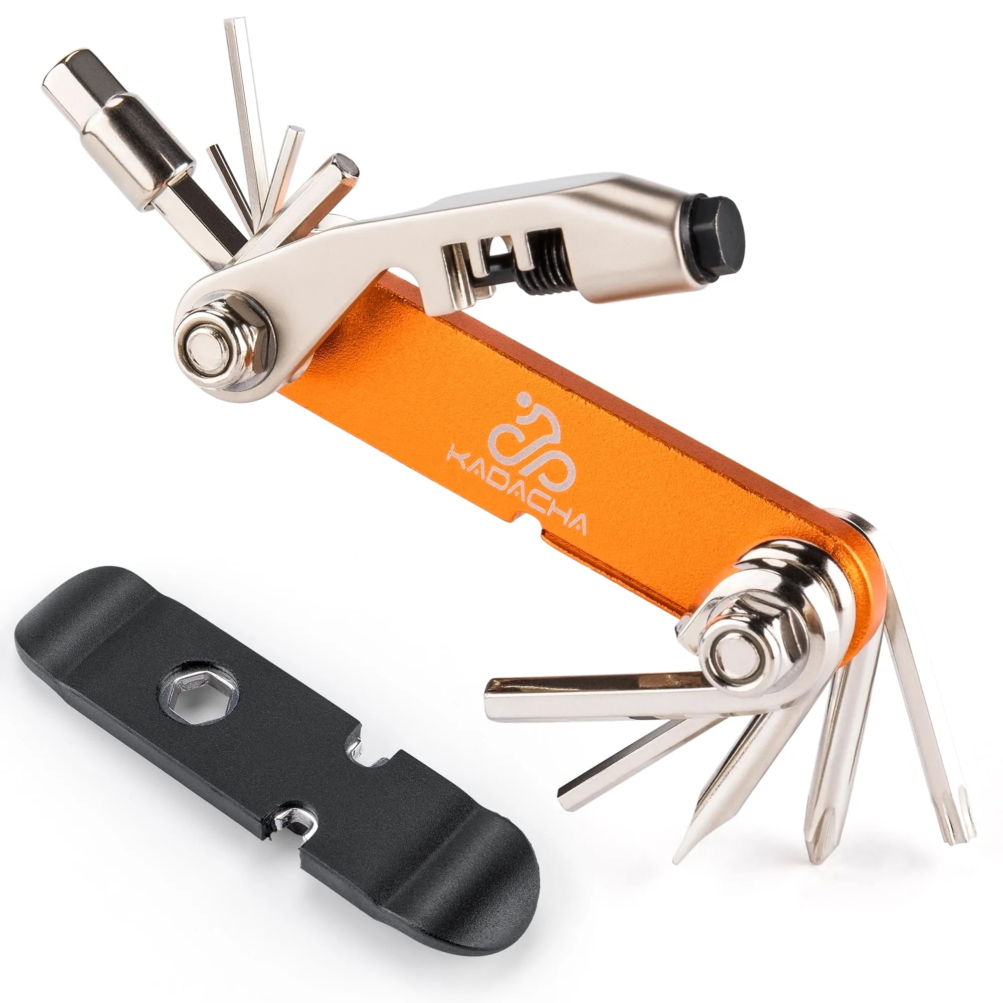 Bike Multitool - 15-in-1 Compact Repair Kit for Road and Mountain Bikes - Lightweight Orange Design