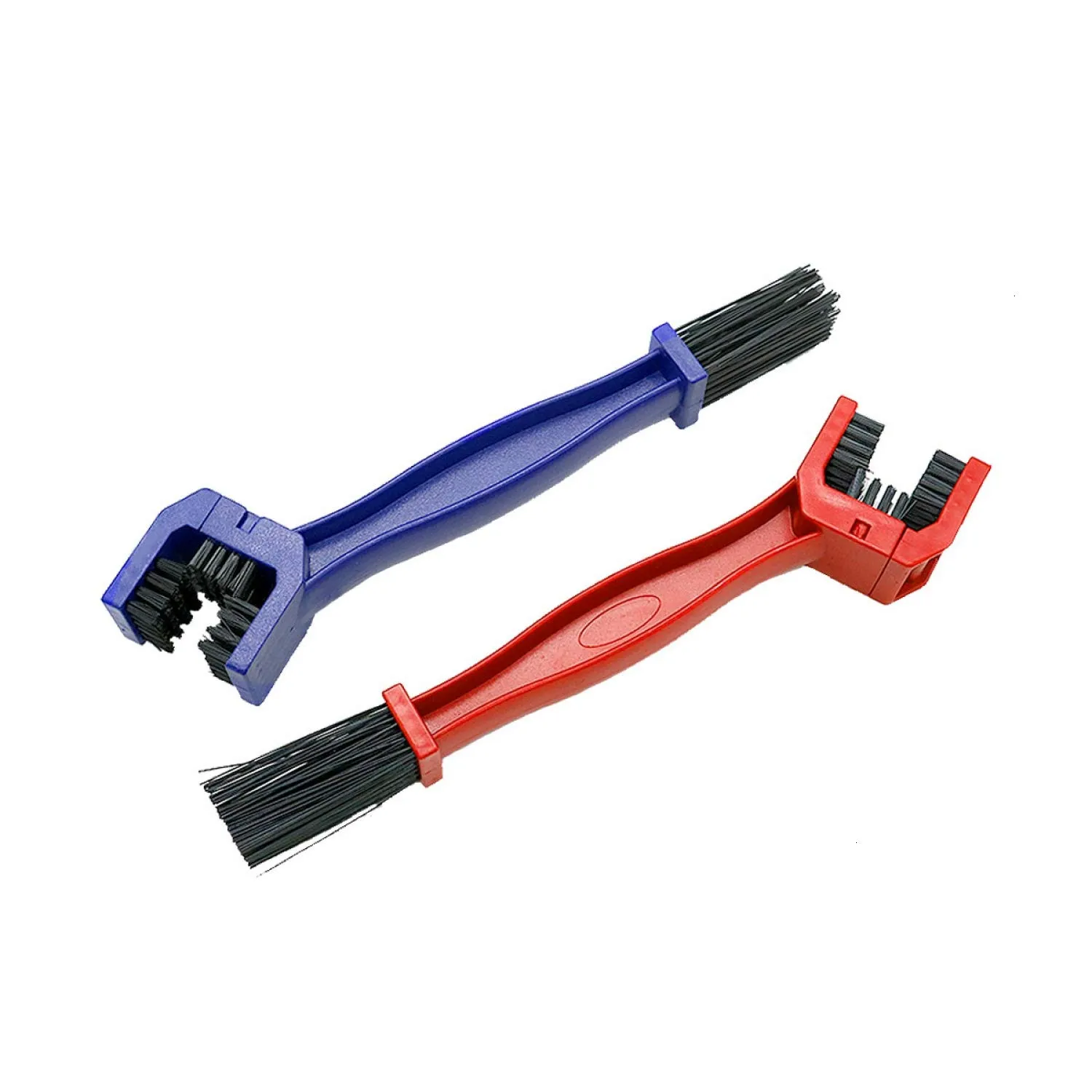 Bike or Motorcycle Chain Washer Cleaning Brush Set - 10-Inch Durable Plastic, Blue & Red, 2 Pcs