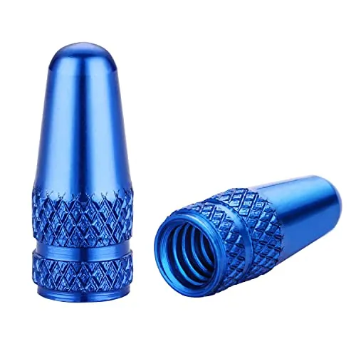 Bike Presta Valve Caps Blue Aluminum Anodized - Durable Covers for Presta Valves, 5 Pack