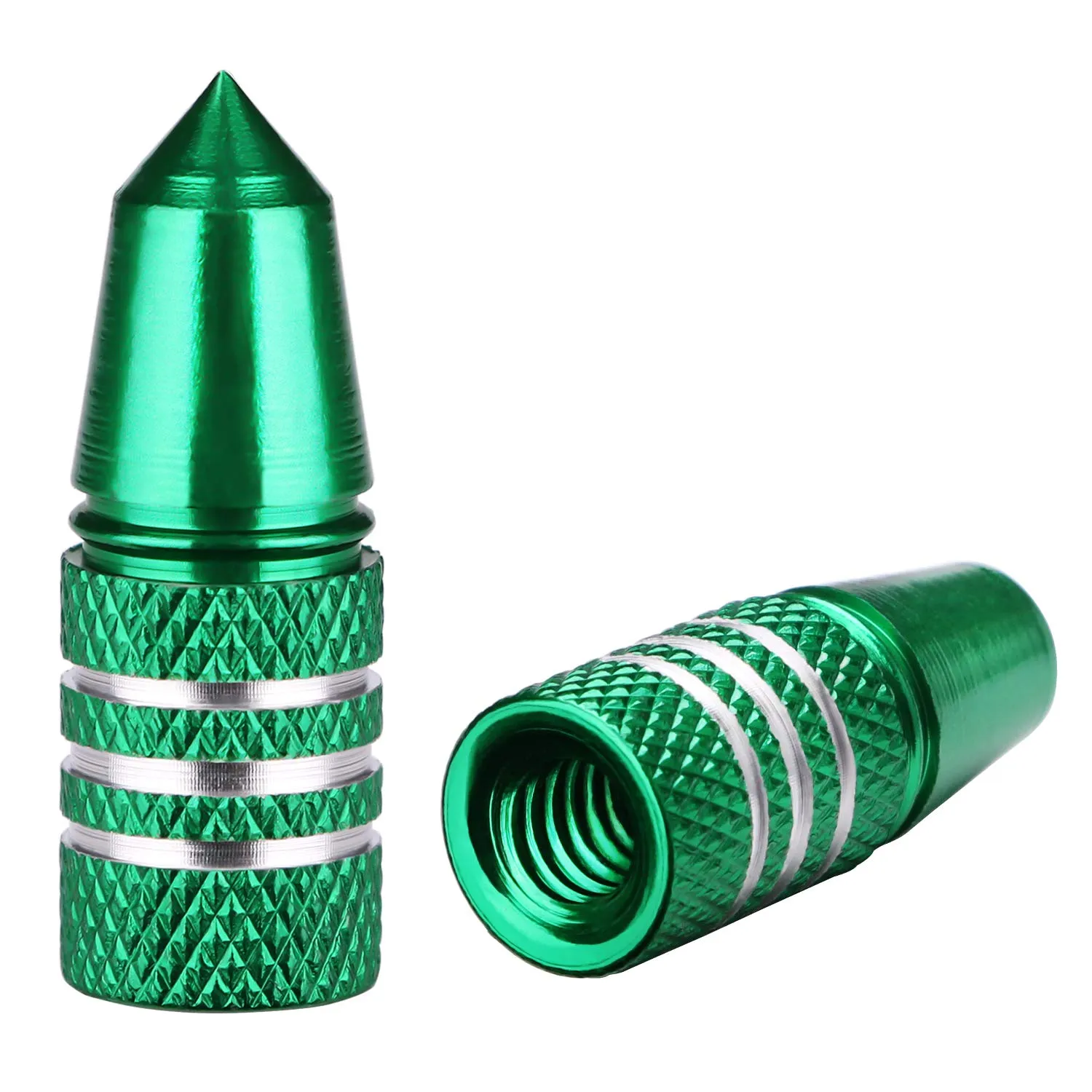 Bike Presta Valve Stem Caps - Durable Aluminum Air Valve Caps for MTB/Road Bikes - 5 Pack Green