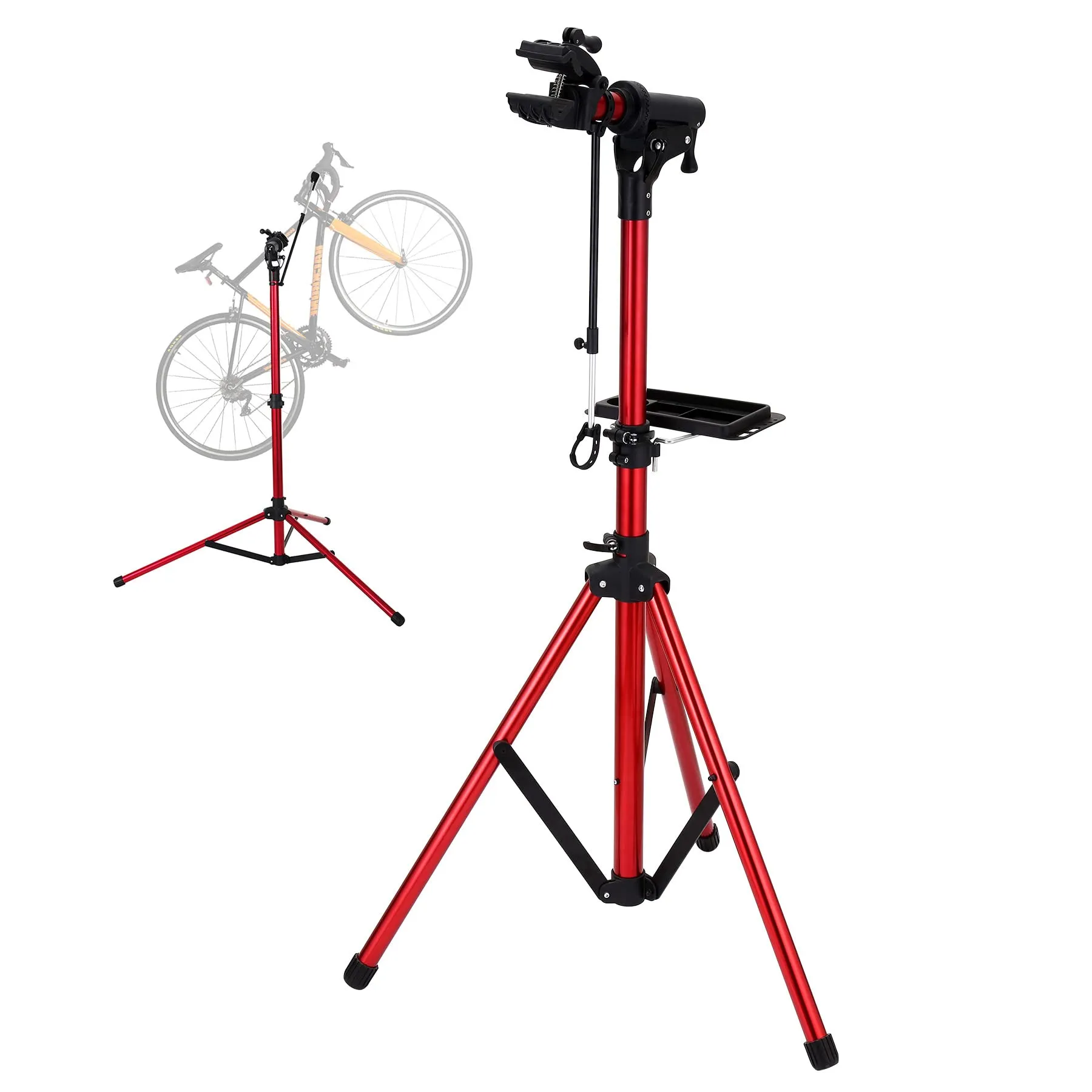 Bike Repair Stand - 66lbs Capacity, Adjustable Height, 360° Rotating, Portable, Foldable, Aluminum