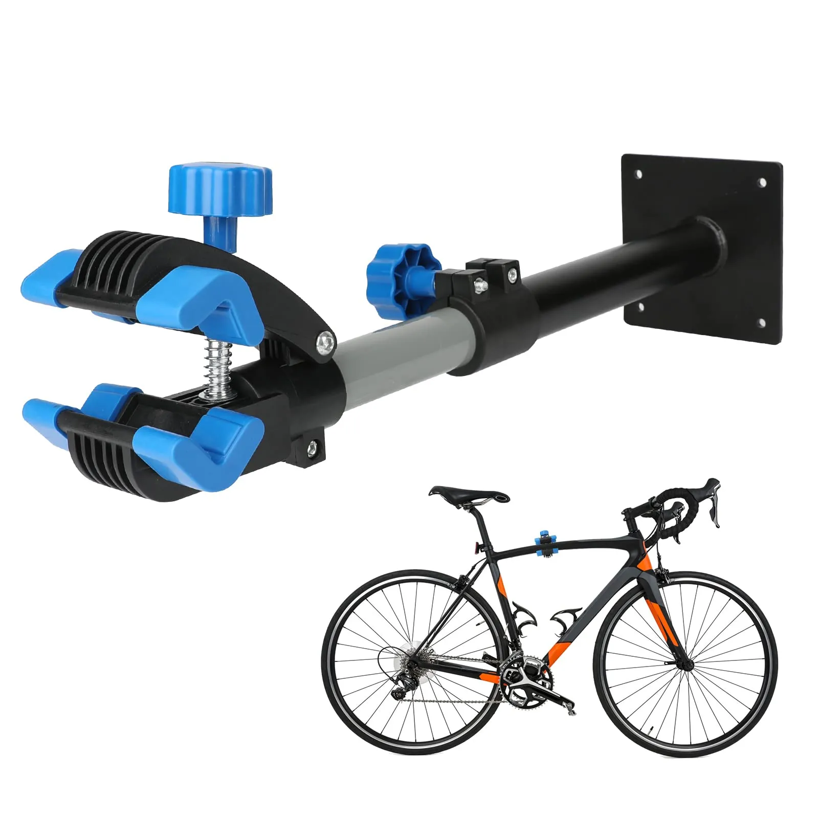 Bike Repair Stand Wall Mount - Height Adjustable Workstand for Road & Mountain Bikes, Blue & Black