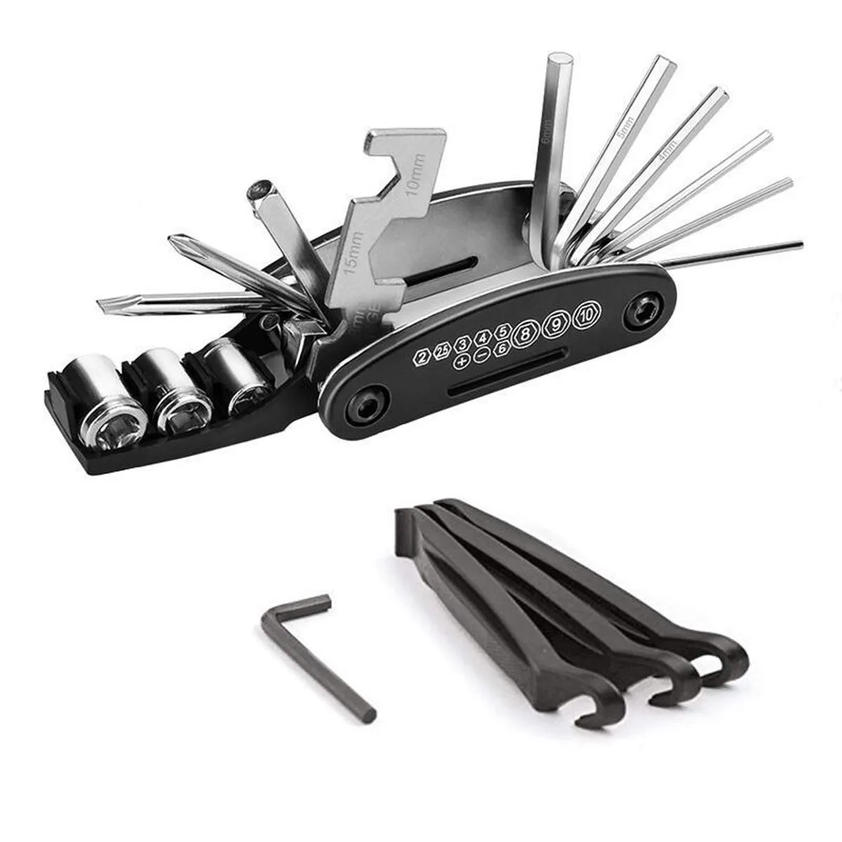 Bike Repair Tool Kit - 16 in 1 Multi-Function Portable Tool Set with Tire Pry Bars for Cyclists