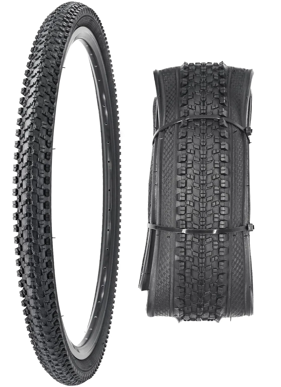 Bike Tire 24 x 1.95 Inch Folding Bead Replacement for Mountain Bike, Black, Durable Rubber
