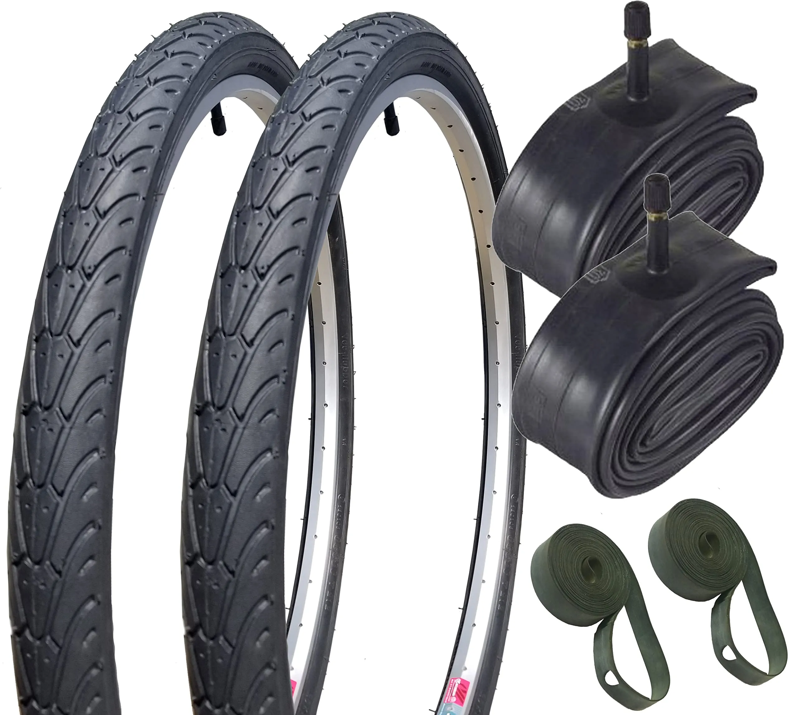 Bike Tire Bundle - 700c x 38 City Slick II Tire, Tube & Rim Strip - 2 Tires & Accessories
