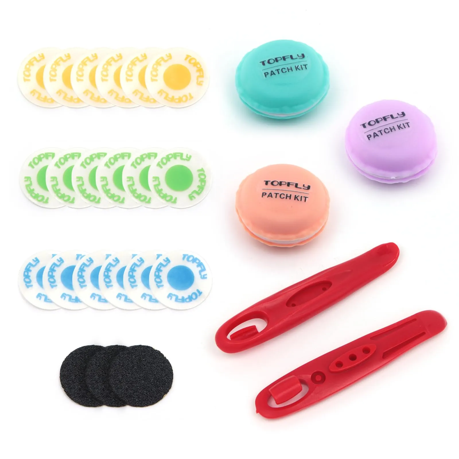 Bike Tire Patch Kit 18 PCS Glueless for Motorcycle Mountain Bike Repair with Tyre Lever Tool