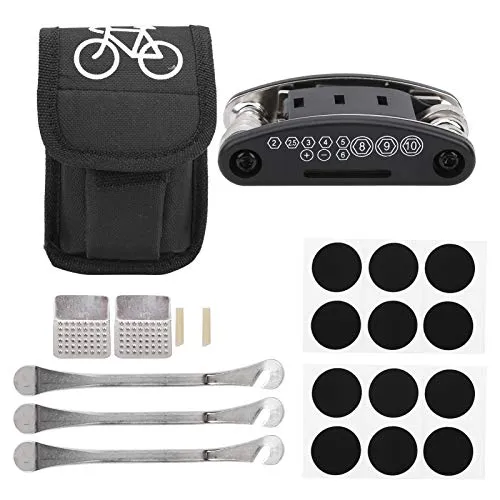Bike Tire Repair Kit 16-in-1 Multi-Function Tool with Portable Pouch for Cyclists, NYSUZHOUJI