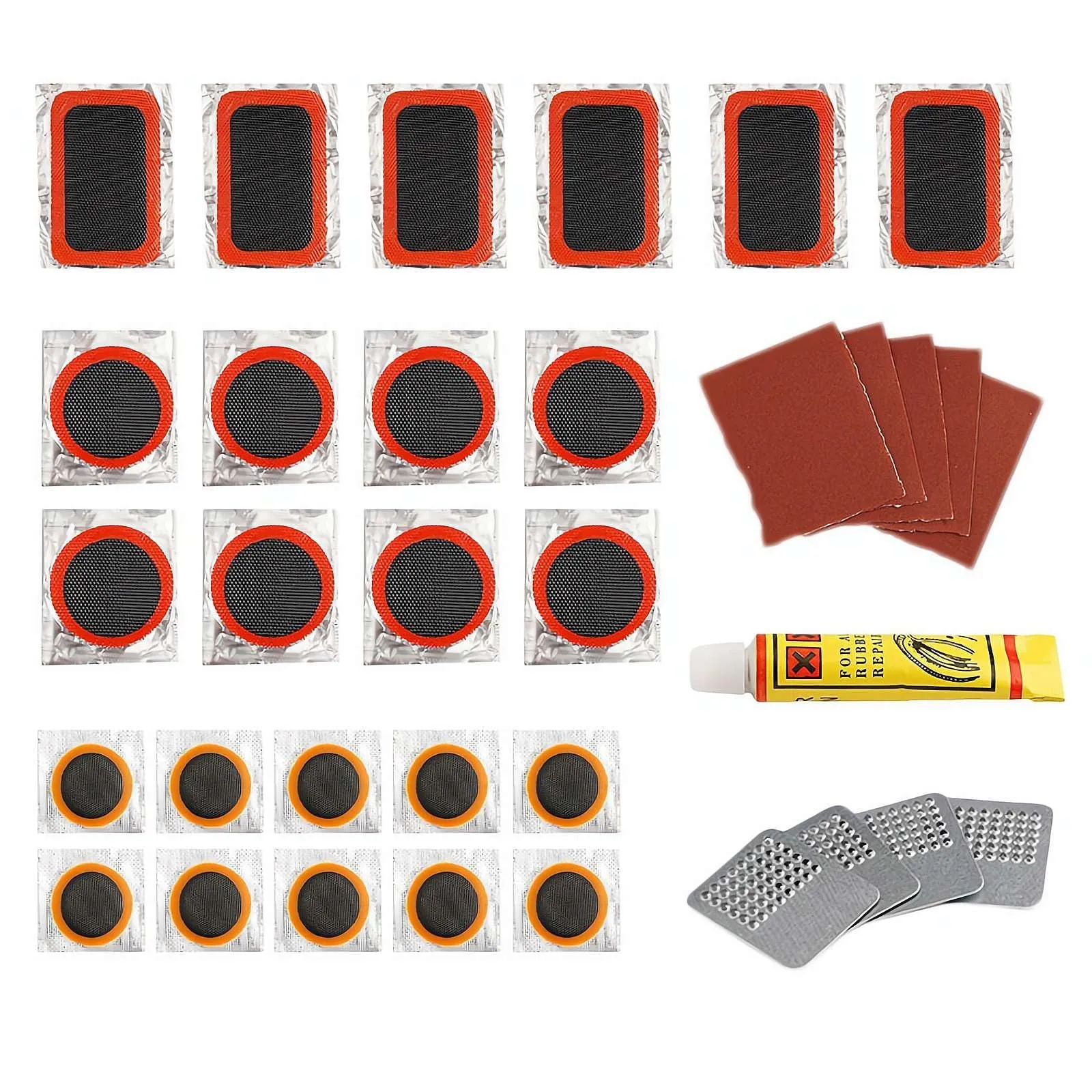 Bike Tire Repair Kits - 25 Pcs Self-Adhesive Bicycle Tire Patches for Road & Mountain Bikes