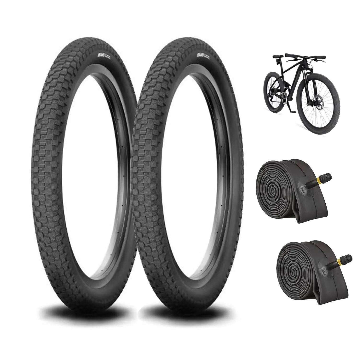 Bike Tires and Tubes Set, 2 Pcs 20'x1.95'/2.12', 26'x2.3' with 2 Pcs Bicycle Tubes, Anti-Puncture