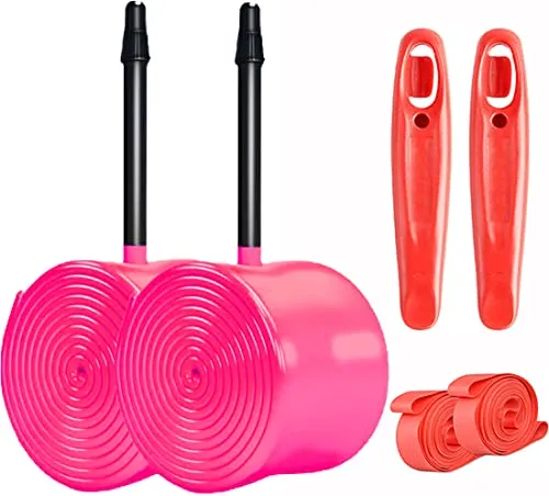 Bike Tube 26 27.5 29 Presta Valve - Lightest Bicycle Tubes with Tire Levers & Strips, 2 Pack