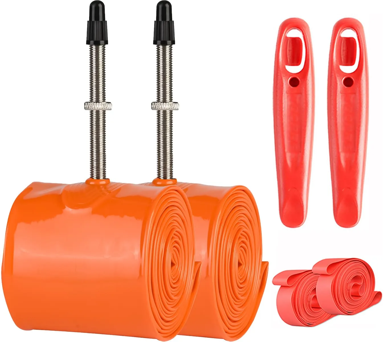 Bike Tube 26 27.5 29 Presta Valve - Lightest Bicycle Tubes with Tire Levers and Strips Liner