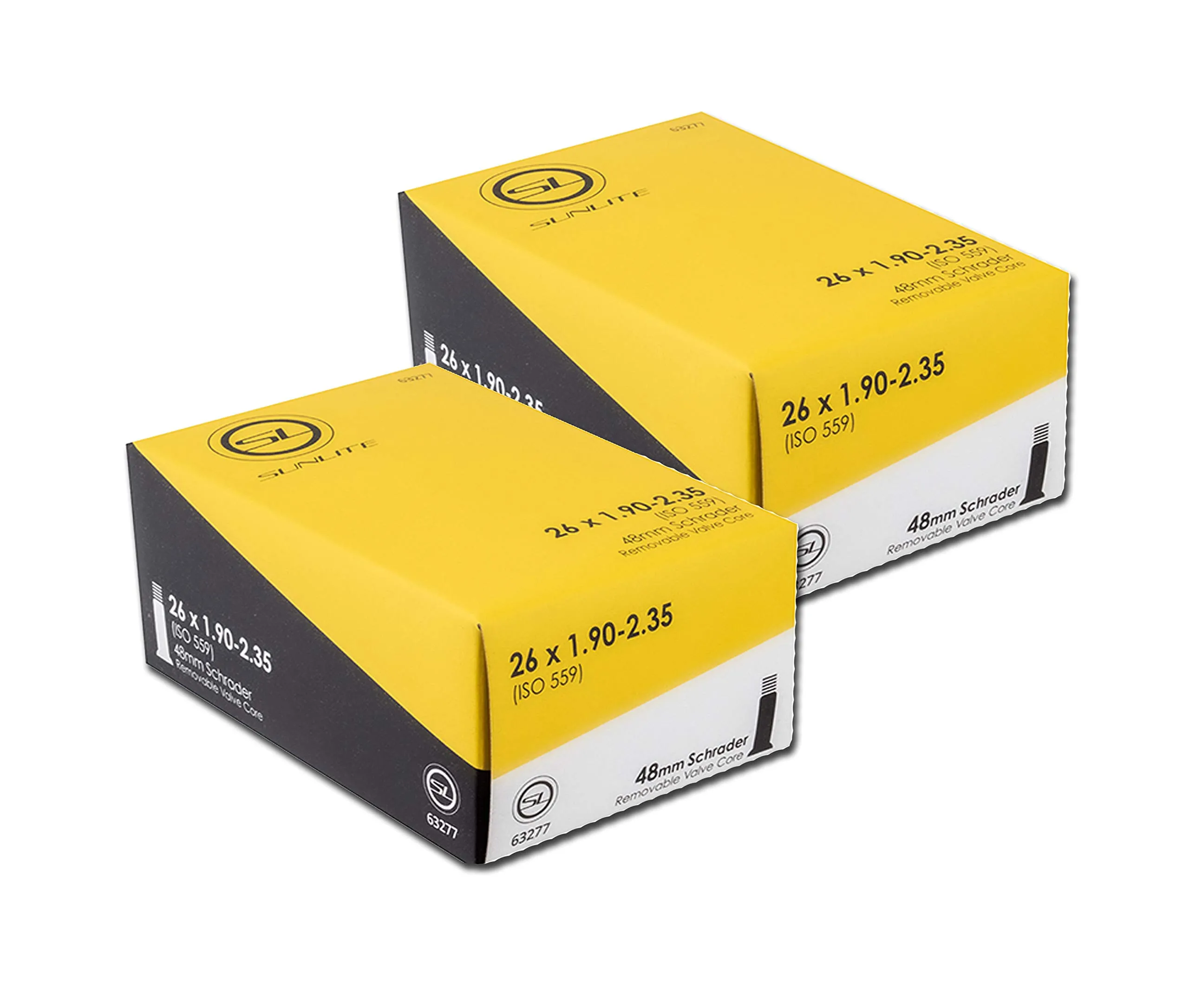 Bike Tube 26' x 1.90-2.35 with 48mm Schrader Valve - 2 Pack by Street Fit 360