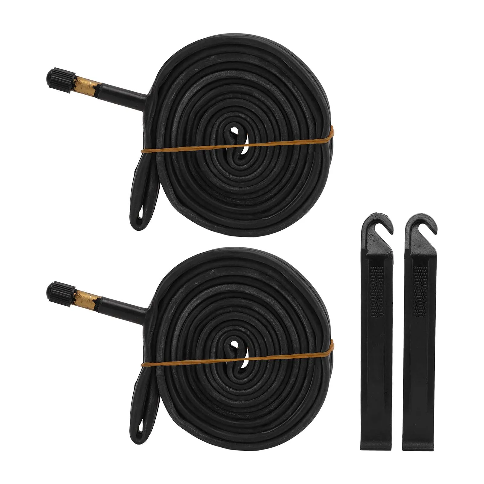 Bike Tube 2 Pack 48mm Schrader Valve 700x23C Rubber Inner Tube with Tire Levers for Repair