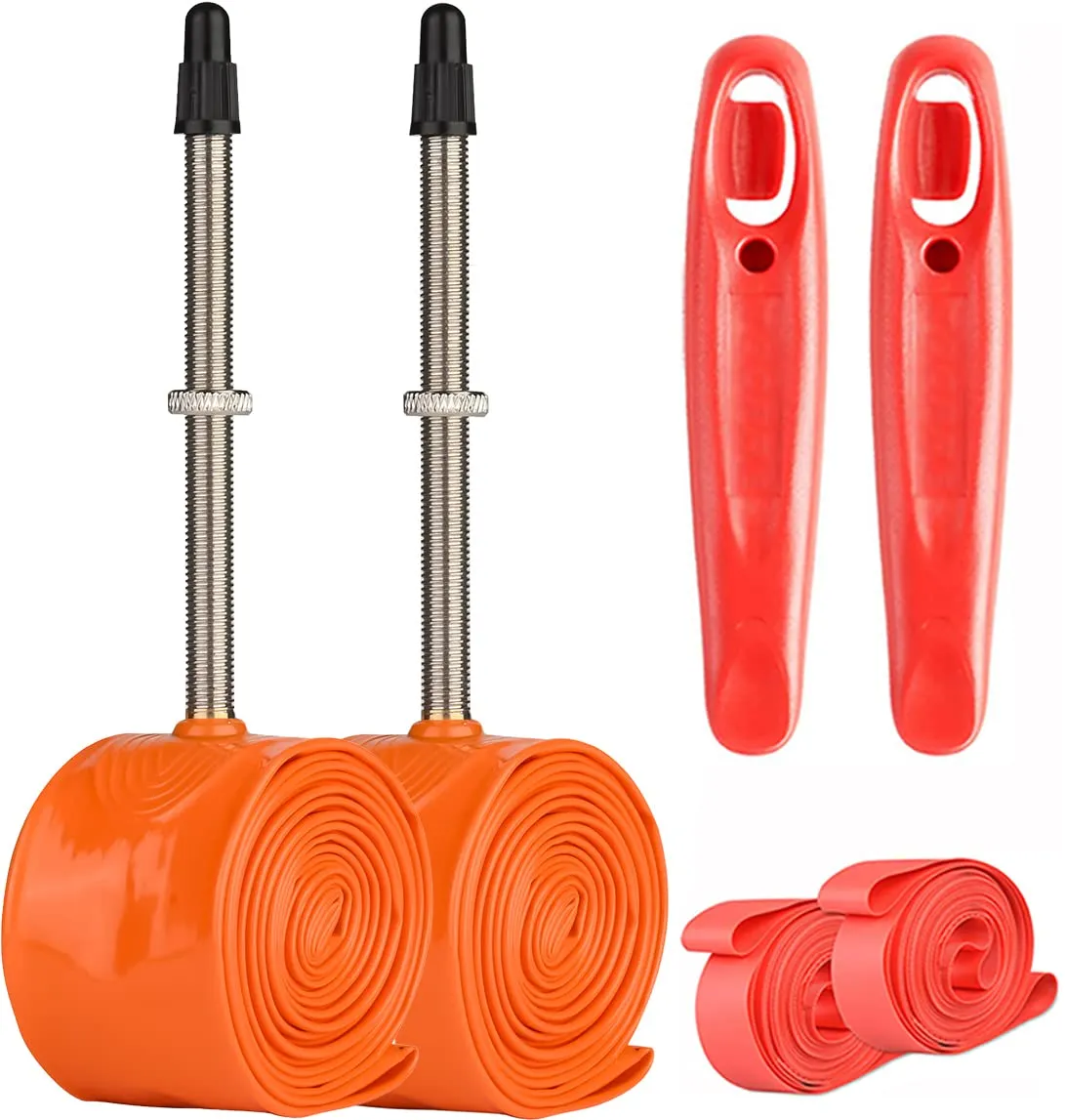 Bike Tube 700x18/32C Presta Valve, Lightweight TPU Inner Tubes, Tire Levers & Strips, 2 Pack