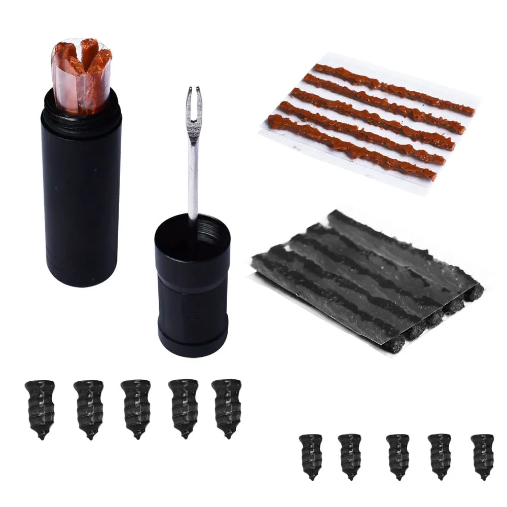 Bike Tubeless Tire Repair Kit with 15 Strips and 10 Screws for Quick Flat Fix - Lotatheta