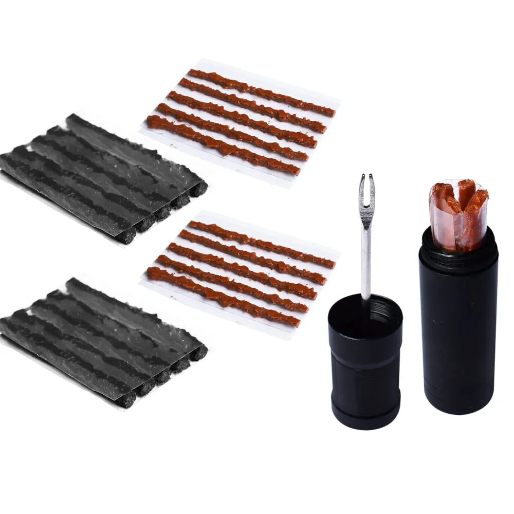 Bike Tubeless Tire Repair Kit with 25 Plugs for Mountain and Road Bicycles - Portable Tool