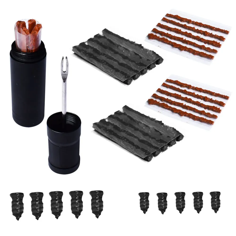 Bike Tubeless Tire Repair Kit with 25 Strips and 10 Self-Tapping Screws for MTB and Road Bikes