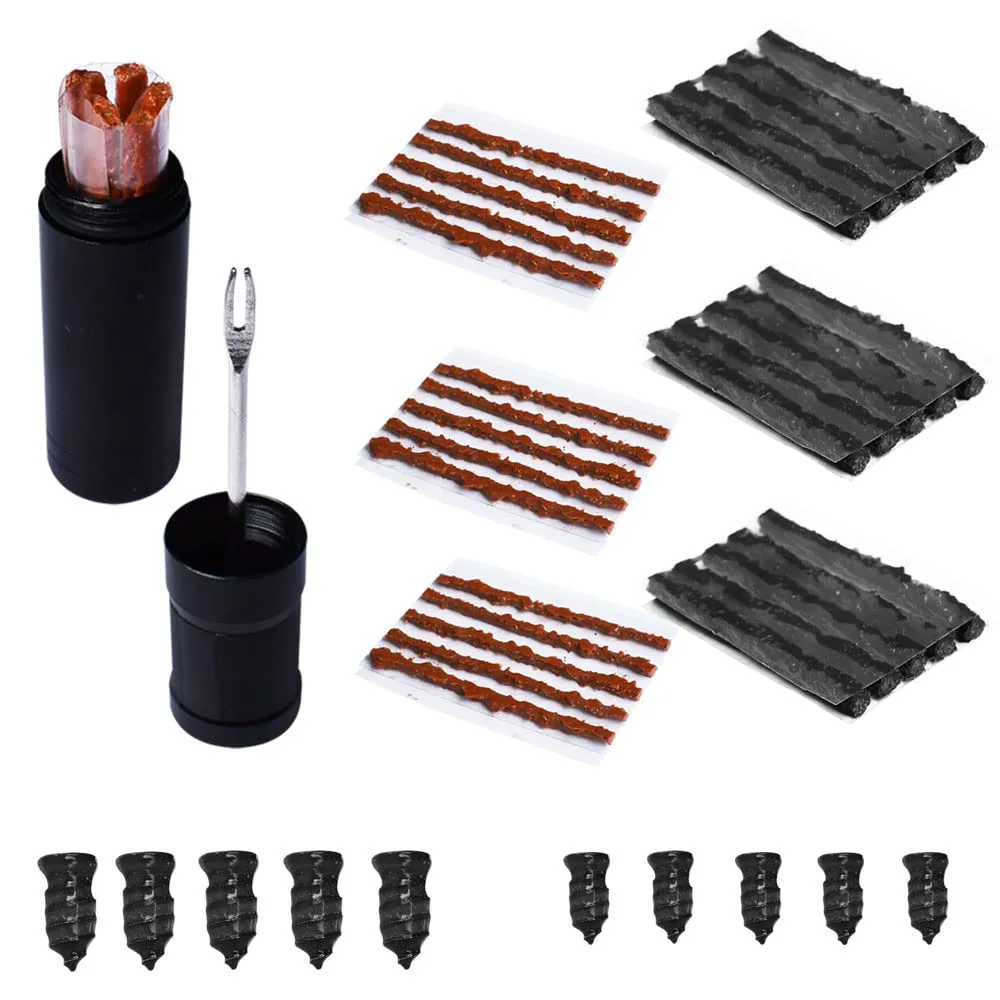Bike Tubeless Tire Repair Kit with 35 Strips and Plugs Tool for MTB and Road Bicycles