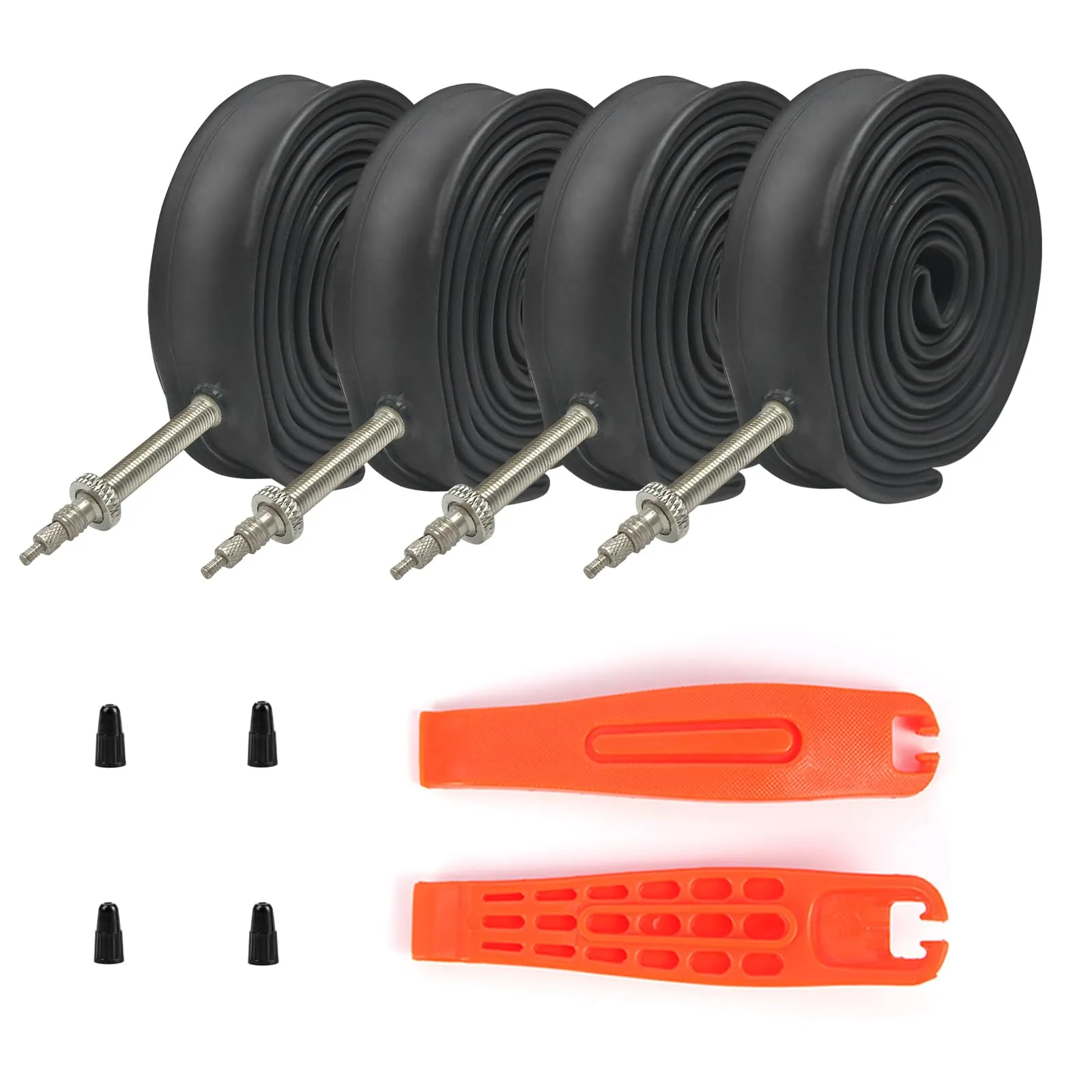 Bike Tubes 4 Pack - 700x23/25C Presta Valve Heavy Duty Inner Tubes for Road Bikes, 48mm/80mm