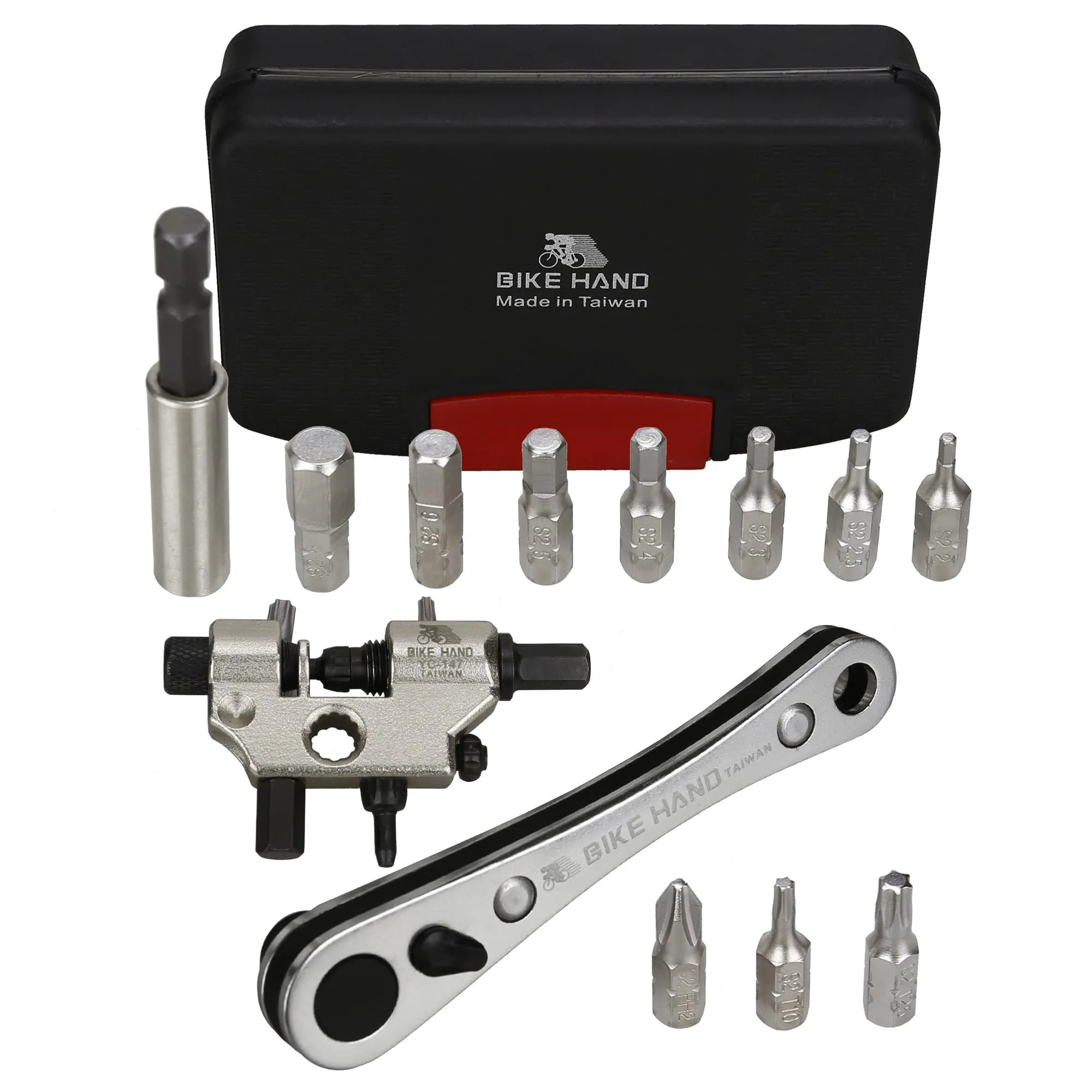BIKEHAND Multi-Function Bicycle Repair Tool Kit with Hex & Torx Wrenches in Compact Hard Case