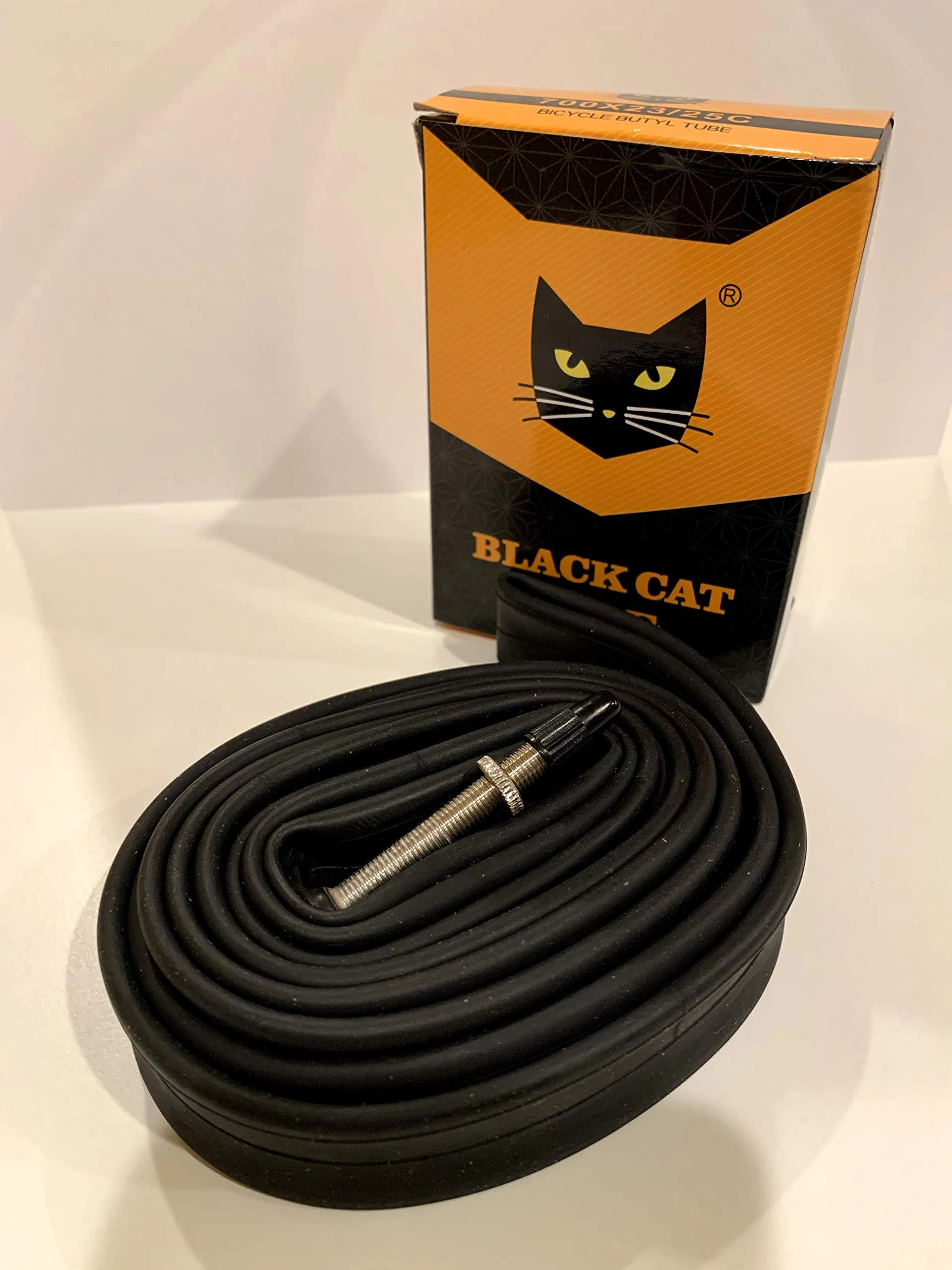 Black Cat 700x23c Road Bike Inner Tube with 48mm Presta Valve - High Quality Butyl Rubber