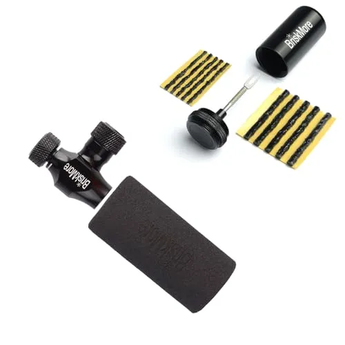 Black CO2 Inflator & Tubeless Bicycle Tire Repair Kit - Compact, Durable & Lightweight Design