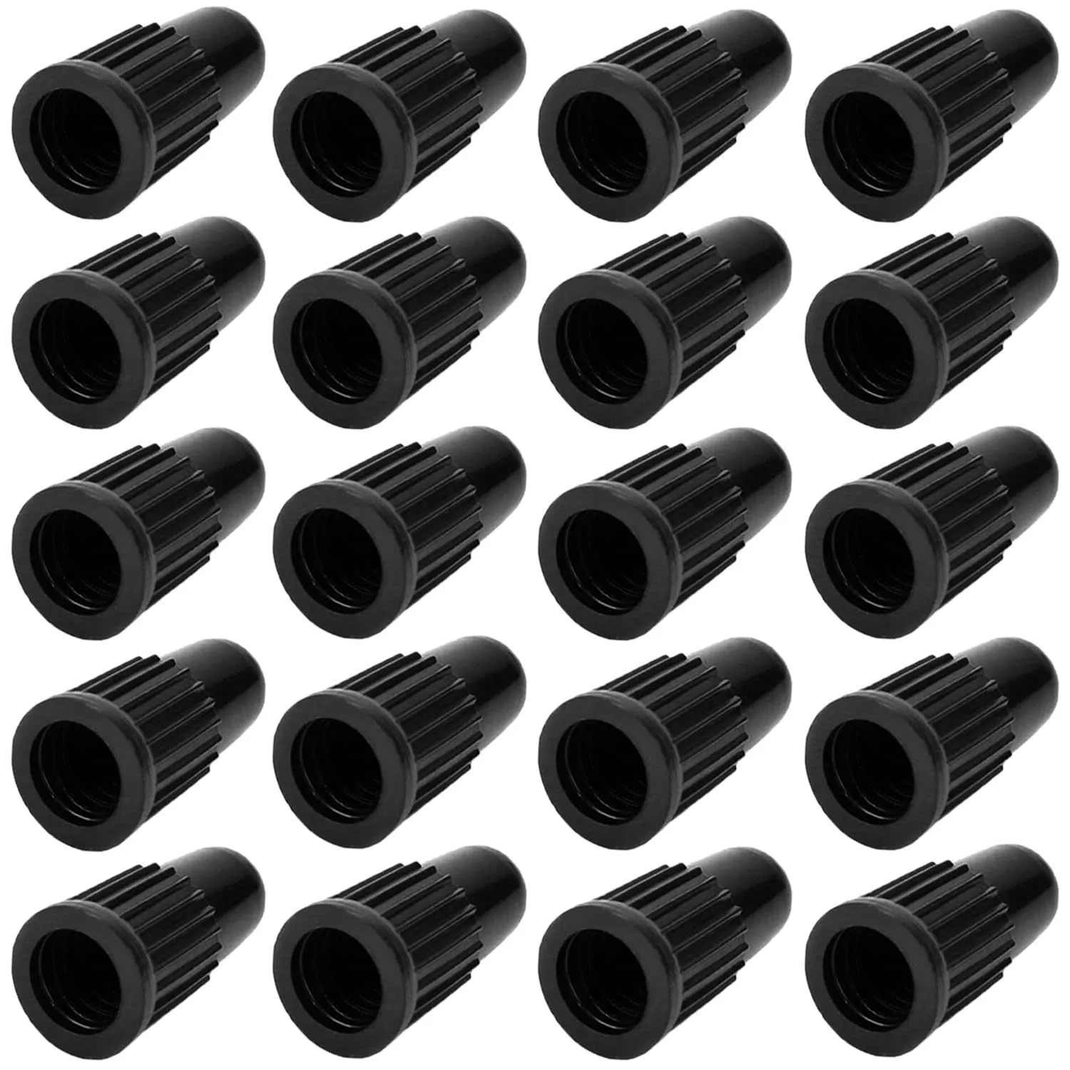 Black Presta Valve Caps - 20 Pack Durable Plastic Tire Caps for Presta/French Valves, Lightweight