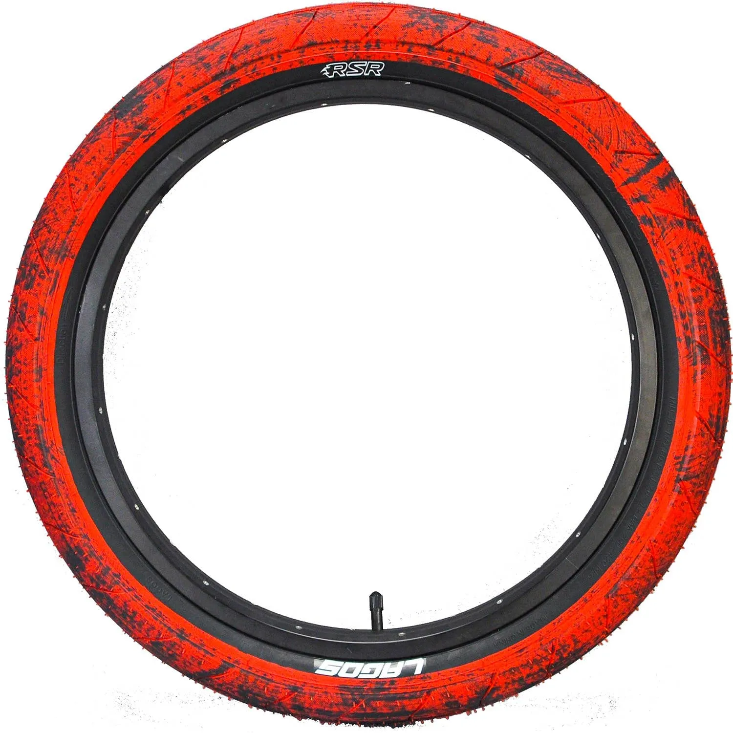 BMX Tires for 20 Inch Wheels, 2.5' Width, Assorted Colors (Red/Black Marble) - Mafiabike