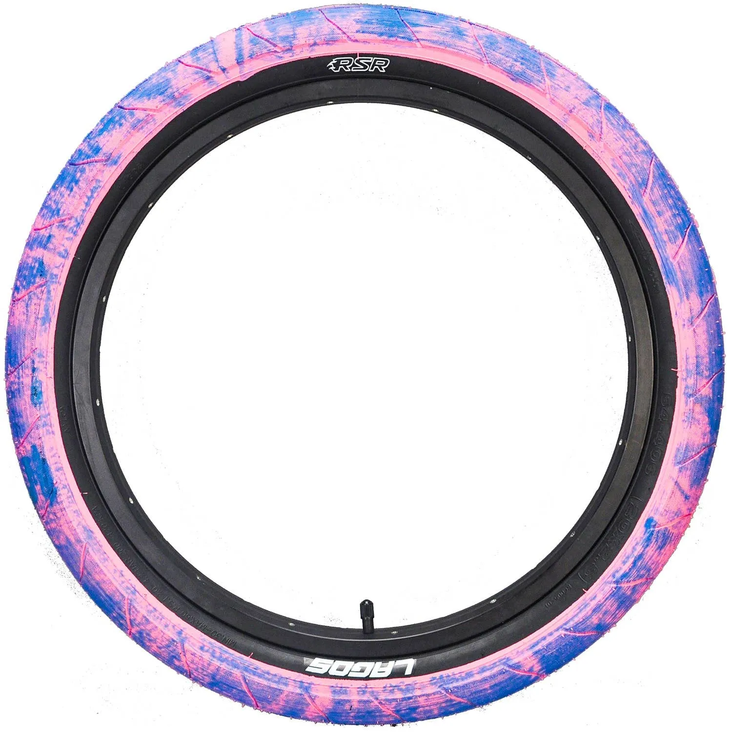BMX Tires for 20 Inch Wheels, 2.5' Width, Pair, Assorted Colors - Blue/Pink Marble