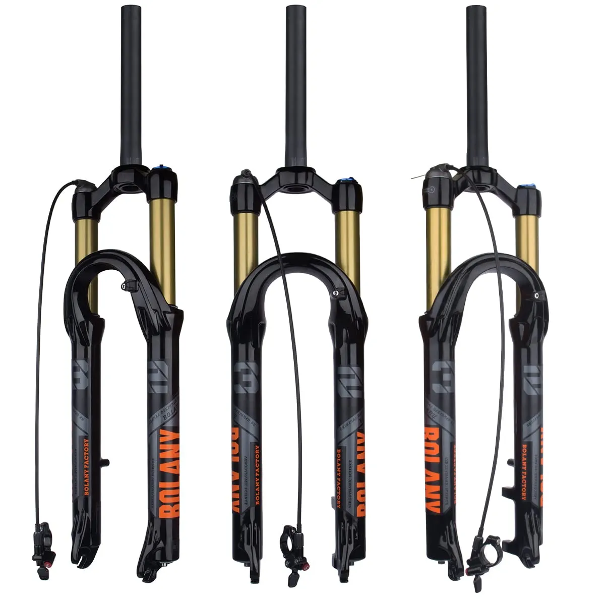 BOLANY 26/27.5/29inch MTB Air Fork 120mm Travel Black/Orange 9mm QR Straight Steerer