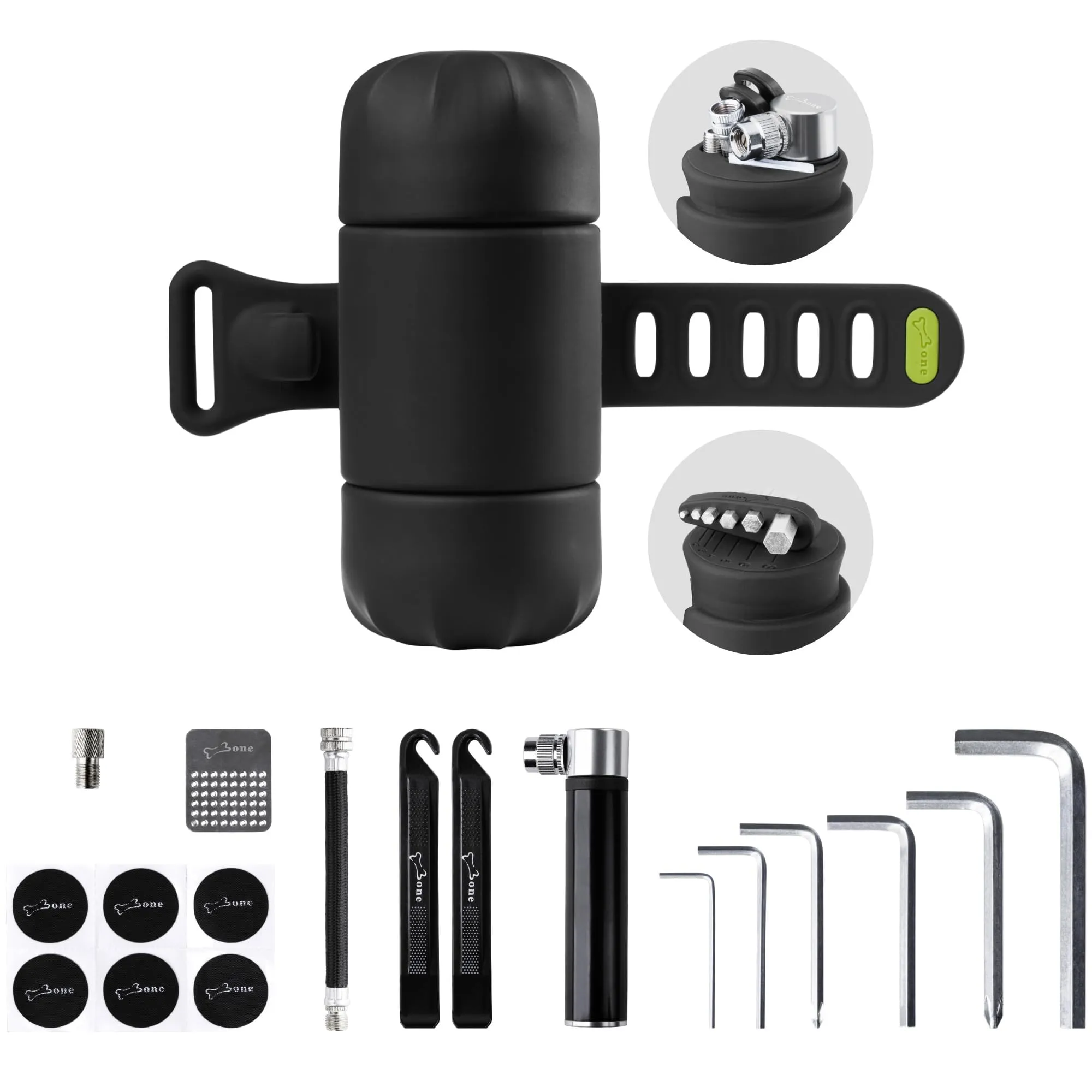 BONE Portable 14-in-1 Bike Repair Tool Kit with Pump & Wrench, Compact Design for Cyclists
