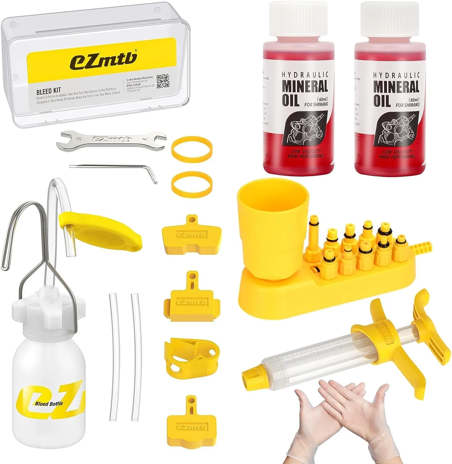 Brake Bleed Kit for Shimano & TEKTRO Hydraulic Disc Brakes with Mineral Brake Fluid 120ml