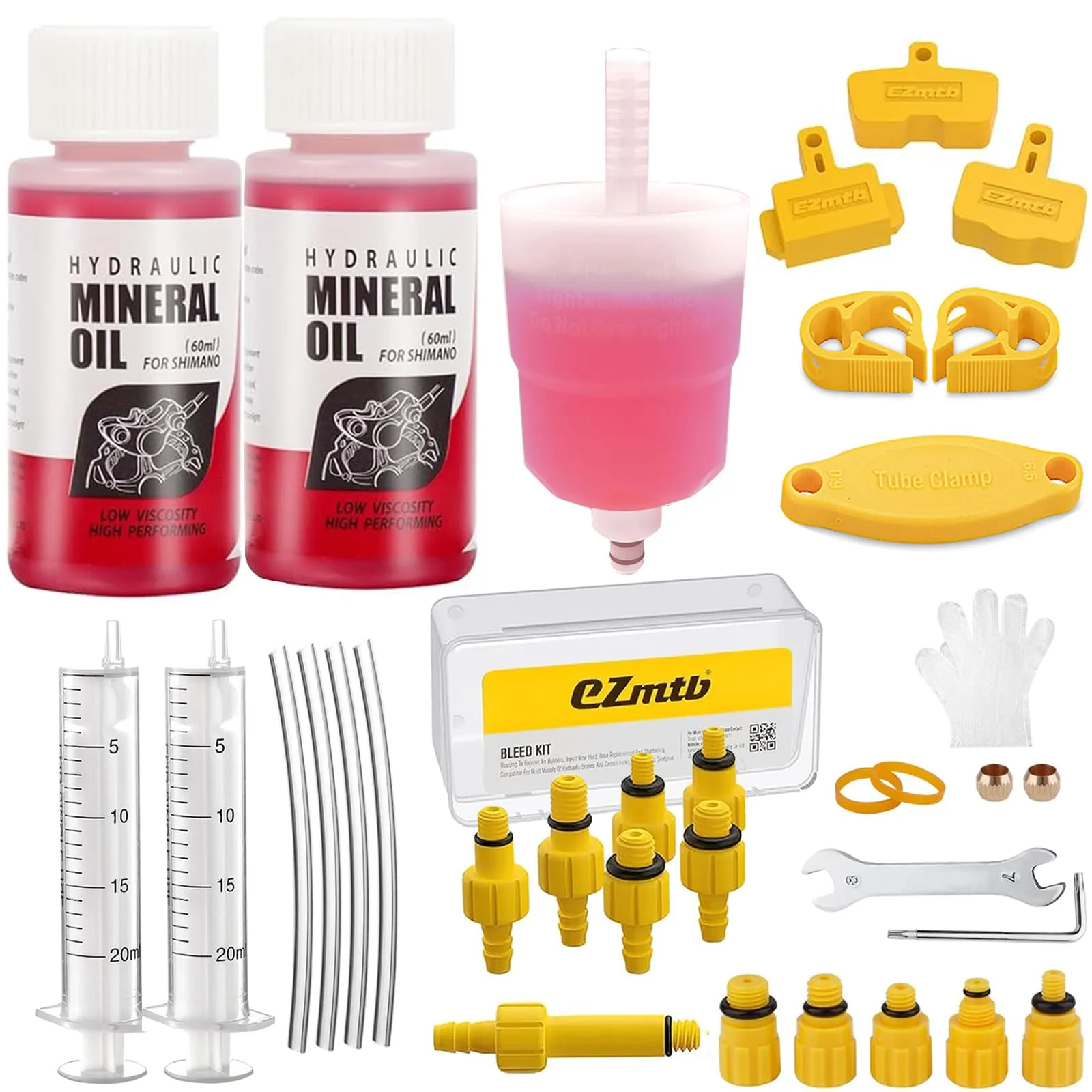 Brake Bleed Kit for SHIMANO, TEKTRO, TRP Hydraulic Disc Brakes with 120ml Performance Mineral Oil