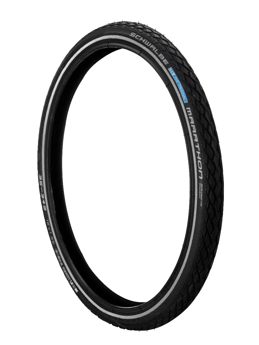 Brompton Folding Bike Tire 35-349 Schwalbe Marathon with Reflective Strip - 9.9 oz Lightweight