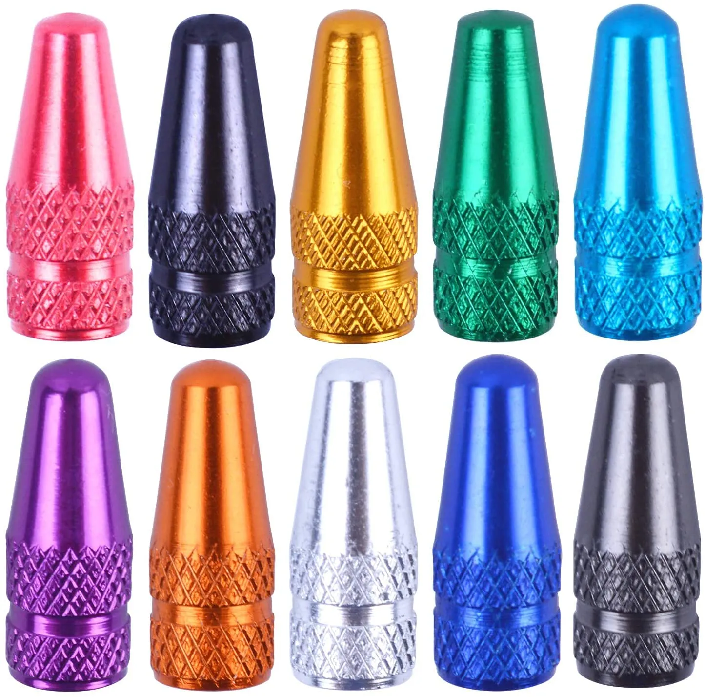 BronaGrand 40pcs Multi-Color Anodized Aluminum Alloy Bicycle Valve Caps - Presta Style