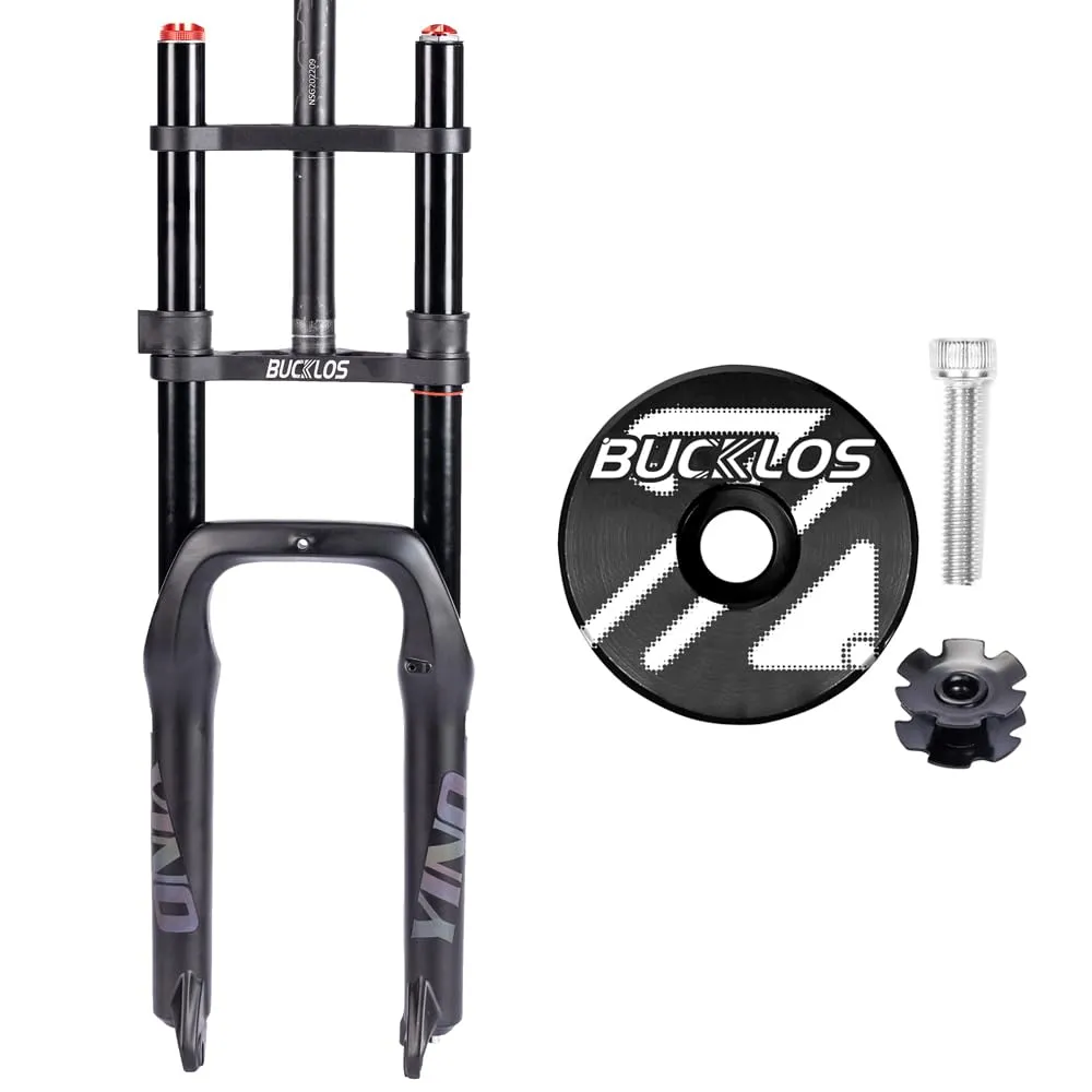 BUCKLOS 20x4.0 inch Fat Tire MTB Air Suspension Fork with Top Cap & Star Nut - Lightweight & Durable