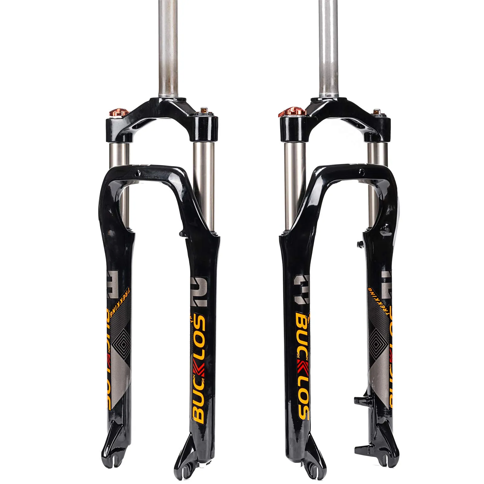 BUCKLOS 26' Fat Tire MTB Suspension Fork, 100mm Travel, 135mm Hub, Manual Lockout, Black