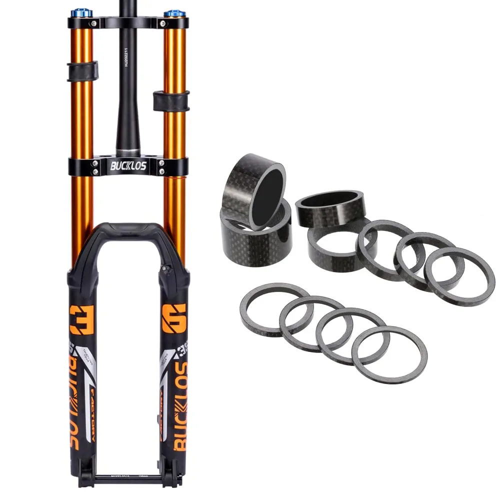 BUCKLOS Downhill Air Suspension Fork 27.5' 180mm Travel 15x110mm Boost Tapered Bike Fork with Spacers