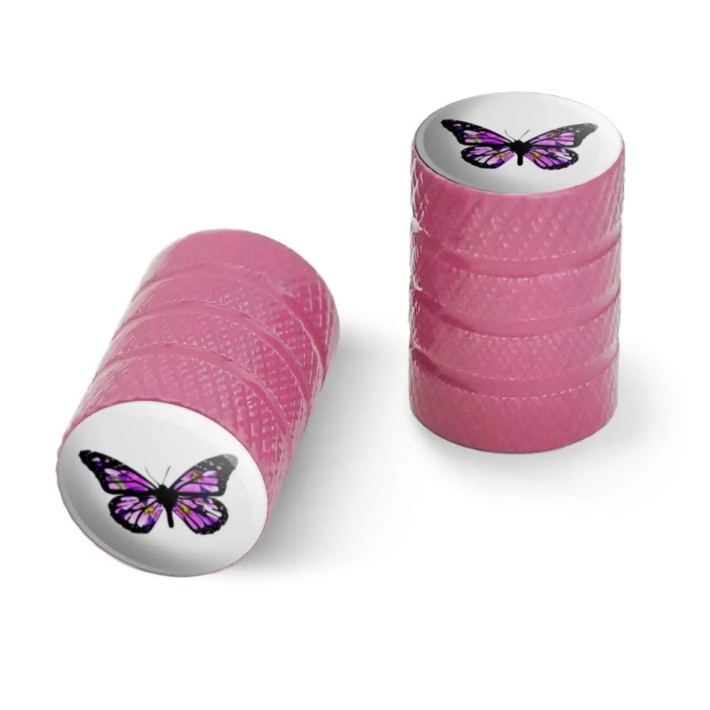 Butterfly with Flowers Motorcycle Bicycle Bike Tire Rim Aluminum Valve Stem Caps - 2 Pack