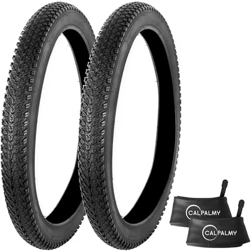 CALPALMY 20' Bike Tire and Tube Set - 2x Outer Tires + 2x Inner Tubes, Fits 20'x1.75-2.125, All-Terrain