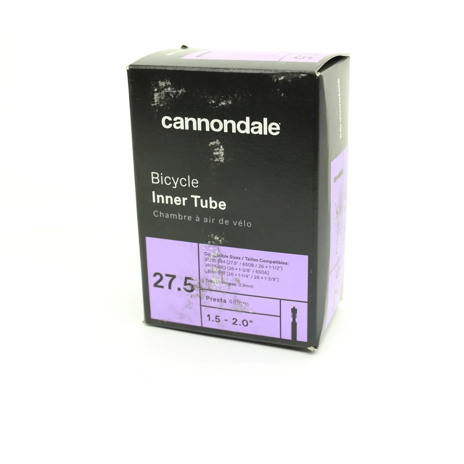 Cannondale Presta Valve Tube Black 27.5 x 1.5-2.0in 48mm Durable Butyl Rubber