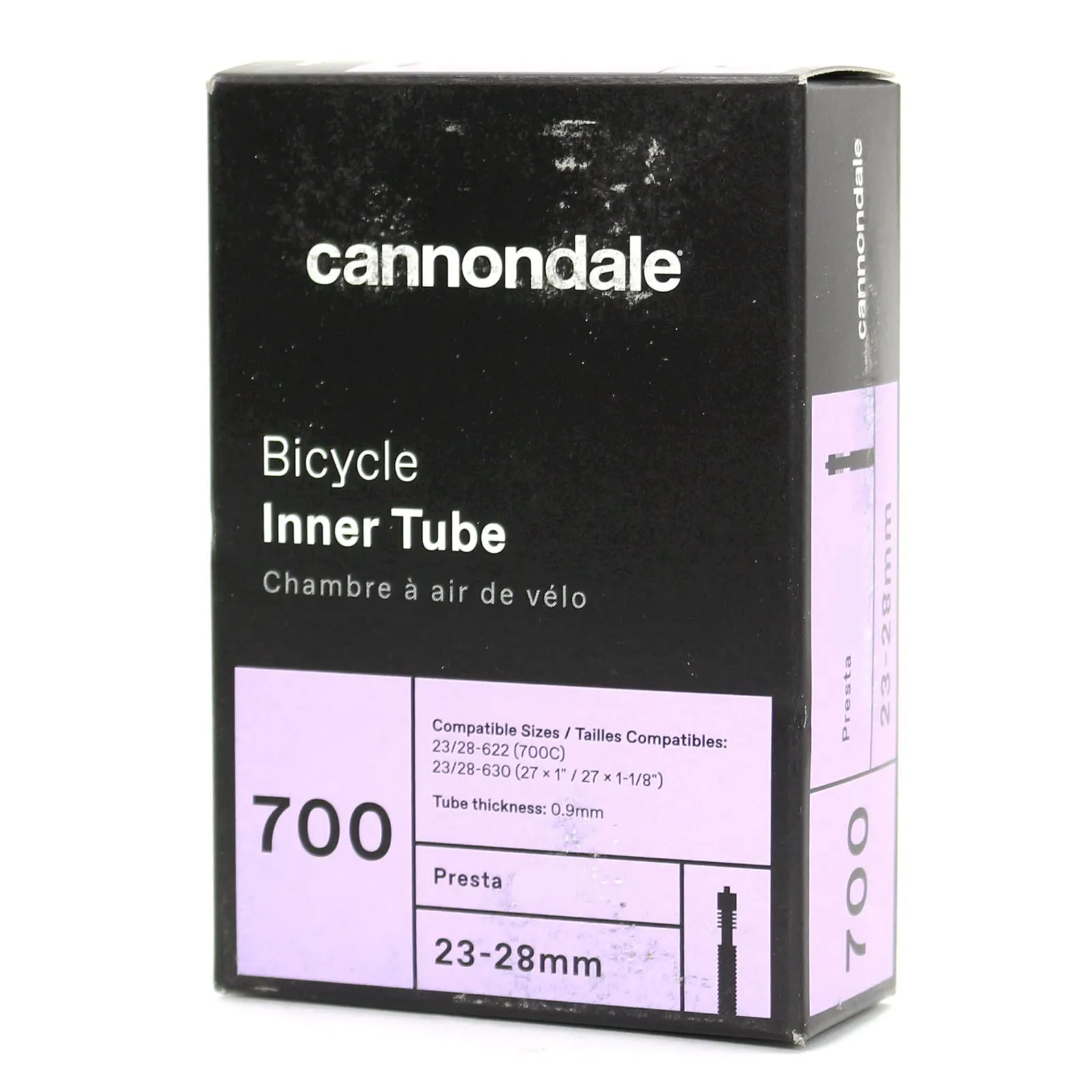 CANNONDALE TUBE 700x23-28MM 80MM PRESTA VALVE - DURABLE BUTYL RUBBER, 0.9MM WALL THICKNESS