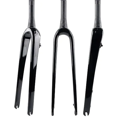 Carbon Fiber Rigid Fork 700C x 45C for Gravel Bikes, Tapered Glossy Black, Lightweight Design