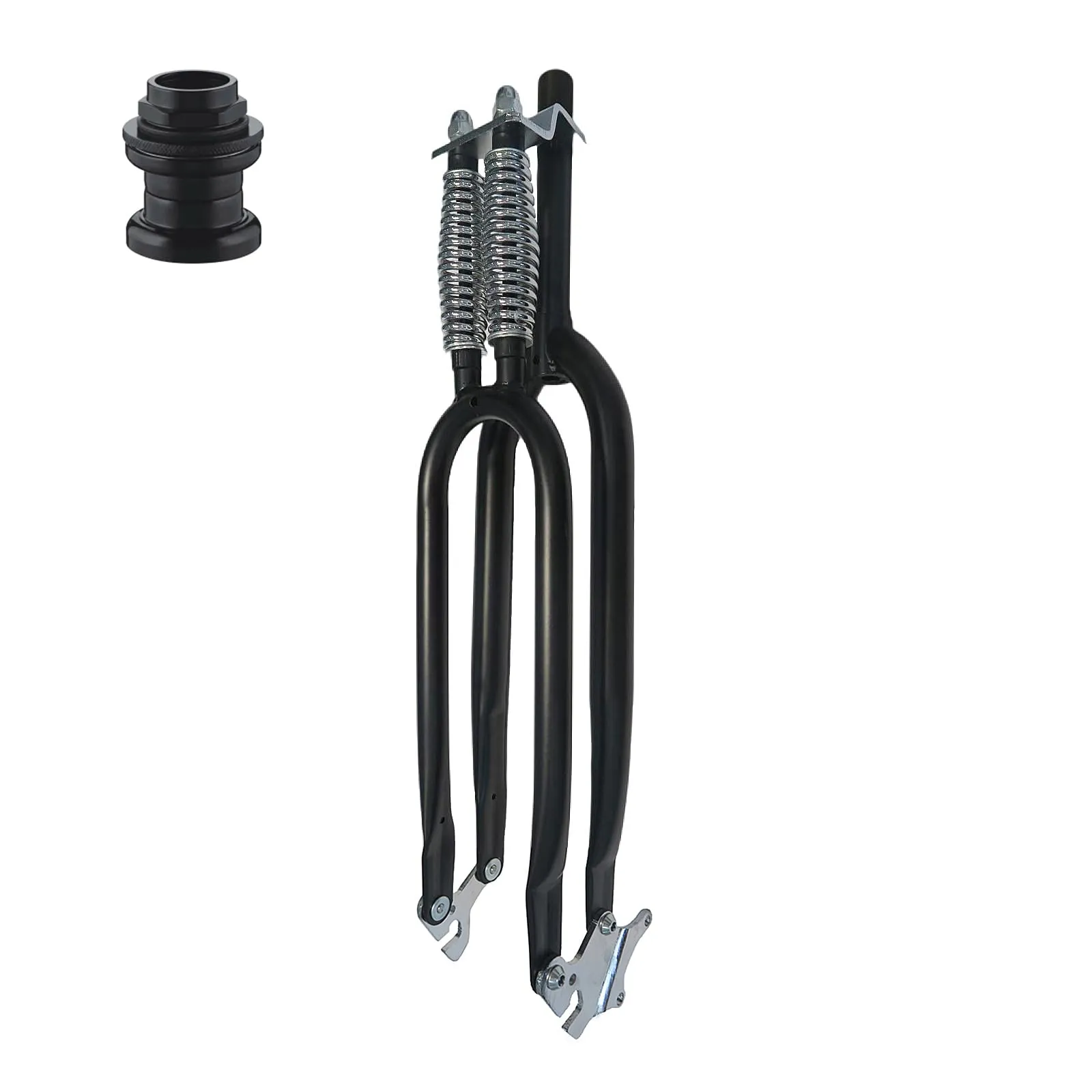 CDHPOWER 26' Black Fork Double Springer Suspension for Cruiser Chopper Bikes, 1' Threaded